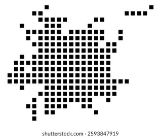 Symbol Map of the City Decatur (Illinois) showing the city with a pattern of just a few black squares