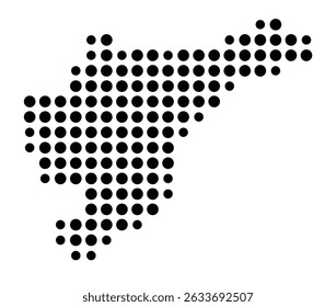 Symbol Map of the city Denkendorf (Baden-Württemberg, Germany) showing the city with a pattern of just a few black dots
