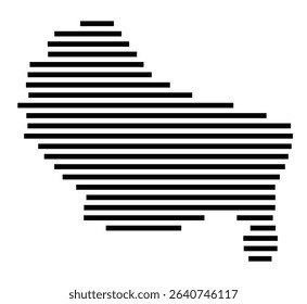 Symbol Map of the city Denzlingen (Baden-Württemberg, Germany) showing the area of the city with just a few black horizontal lines