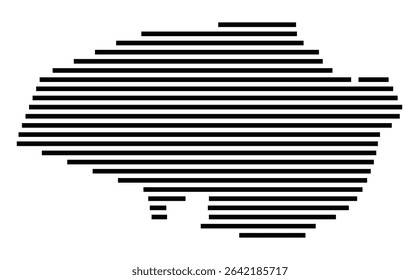 Symbol Map of the city Dieburg (Hessen, Germany) showing the area of the city with just a few black horizontal lines
