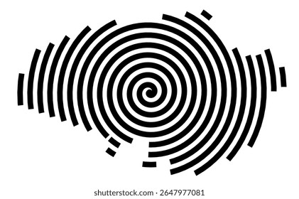 Symbol Map of the city Dieburg (Hessen, Germany) showing the city with a black spiral line