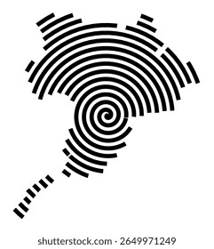Symbol Map of the city Diez (Rheinland-Pfalz, Germany) showing the city with a black spiral line