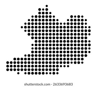 Symbol Map of the city Dillenburg (Hessen, Germany) showing the city with a pattern of just a few black dots