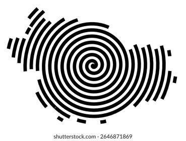 Symbol Map of the city Dillingen a.d.Donau (Bayern, Germany) showing the city with a black spiral line