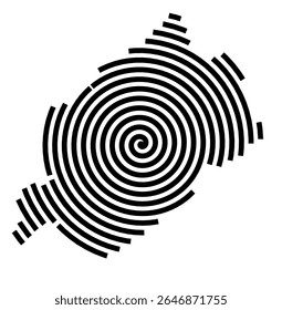 Mapa de símbolos da cidade Dillingen_Saar (Saarland, Alemanha) mostrando a cidade com uma linha espiral preta