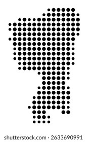 Symbol Map of the city Dingolfing (Bayern, Germany) showing the city with a pattern of just a few black dots