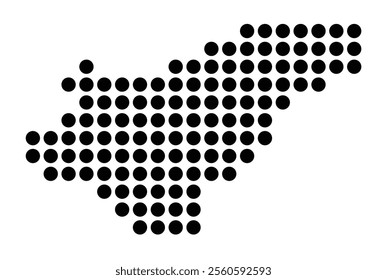 Symbol Map of the City Dinslaken (Germany) showing the city with a pattern of just a few black dots