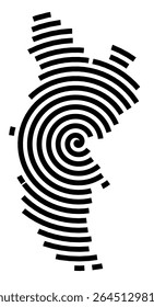 Symbol Map of the city Dippoldiswalde (Sachsen, Germany) showing the city with a black spiral line