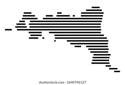 Symbol Map of the city Donaueschingen (Baden-Württemberg, Germany) showing the area of the city with just a few black horizontal lines