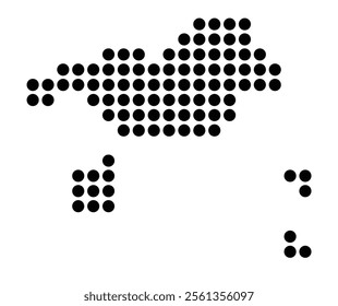 Symbol Map of the City Donostia_San Sebastian (Spain) showing the city with a pattern of just a few black dots