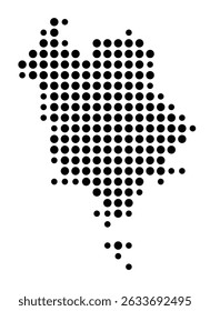 Mapa de símbolos da cidade Donzdorf (Baden-Württemberg, Alemanha) mostrando a cidade com um padrão de apenas alguns pontos pretos