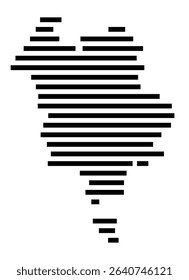 Symbol Map of the city Donzdorf (Baden-Württemberg, Germany) showing the area of the city with just a few black horizontal lines