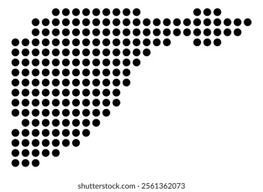 Symbol Map of the City Dordrecht (Netherlands) showing the city with a pattern of just a few black dots