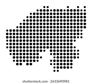 Symbol Map of the city Dorfen (Bayern, Germany) showing the city with a pattern of just a few black dots