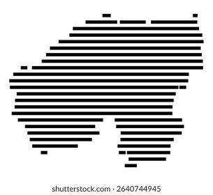 Symbol Map of the city Dorfen (Bayern, Germany) showing the area of the city with just a few black horizontal lines