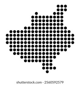 Symbol Map of the City Dormagen (Germany) showing the city with a pattern of just a few black dots