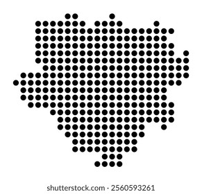 Symbol Map of the City Dortmund (Germany) showing the city with a pattern of just a few black dots