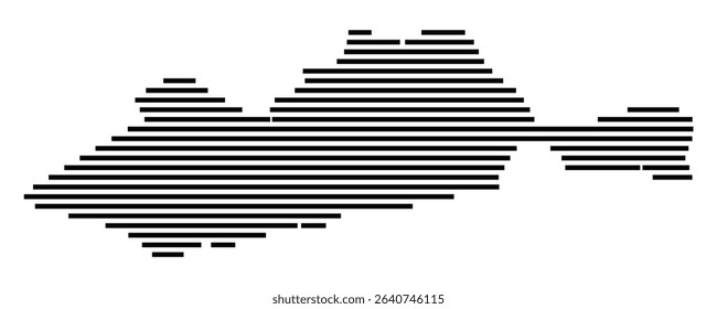 Symbol Map of the city Dossenheim (Baden-Württemberg, Germany) showing the area of the city with just a few black horizontal lines