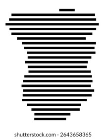 Symbol Map of the city Drolshagen (Nordrhein-Westfalen, Germany) showing the area of the city with just a few black horizontal lines