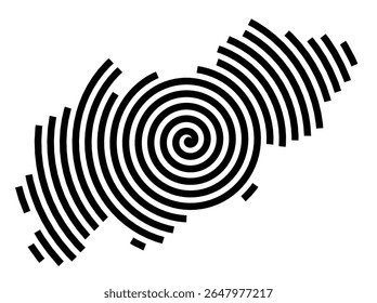 Symbol Map of the city Duderstadt (Niedersachsen, Germany) showing the city with a black spiral line