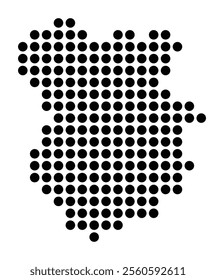 Symbol Map of the City Dueren (Germany) showing the city with a pattern of just a few black dots