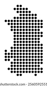 Symbol Map of the City Duisburg (Germany) showing the city with a pattern of just a few black dots