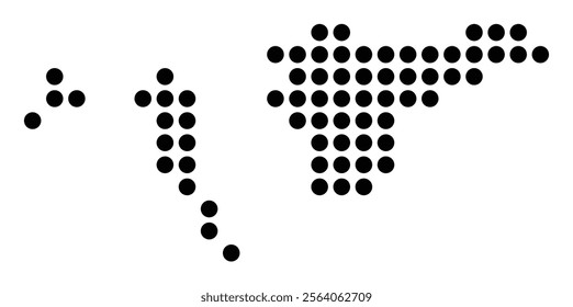 Symbol Map of the City Dunkerque (France) showing the city with a pattern of just a few black dots
