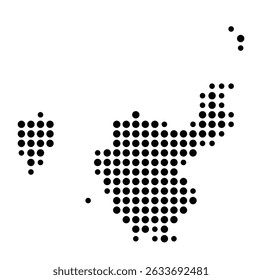 Symbol Map of the city Eberbach (Baden-Württemberg, Germany) showing the city with a pattern of just a few black dots