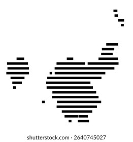 Symbol Map of the city Eberbach (Baden-Württemberg, Germany) showing the area of the city with just a few black horizontal lines