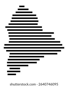 Symbol Map of the city Ebersbach an der Fils (Baden-Württemberg, Germany) showing the area of the city with just a few black horizontal lines
