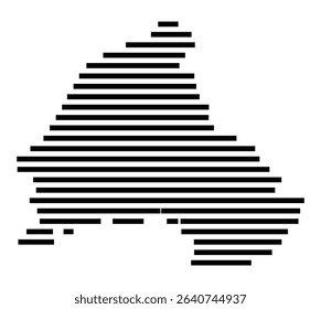 Symbol Map of the city Ebersberg (Bayern, Germany) showing the area of the city with just a few black horizontal lines