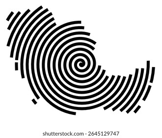 Mapa de símbolos da cidade Eching (Baviera, Alemanha) mostrando a cidade com uma linha espiral preta