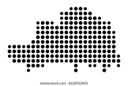 Symbol Map of the city Edemissen (Niedersachsen, Germany) showing the city with a pattern of just a few black dots
