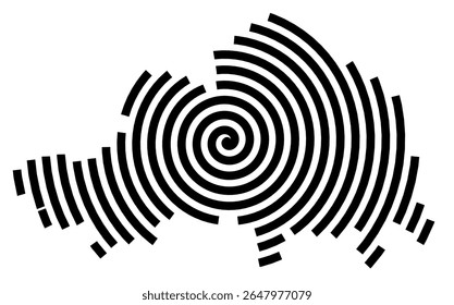 Symbol Map of the city Edemissen (Niedersachsen, Germany) showing the city with a black spiral line