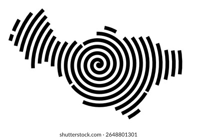 Symbol Map of the city Edewecht (Niedersachsen, Germany) showing the city with a black spiral line