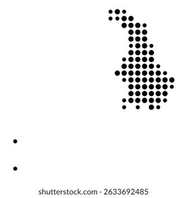 Mapa de símbolos da cidade de Edingen-Neckarhausen (Baden-Württemberg, Alemanha) mostrando a cidade com um padrão de apenas alguns pontos pretos