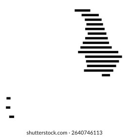Symbol Map of the city Edingen-Neckarhausen (Baden-Württemberg, Germany) showing the area of the city with just a few black horizontal lines