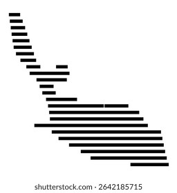 Symbol Map of the city Egelsbach (Hessen, Germany) showing the area of the city with just a few black horizontal lines