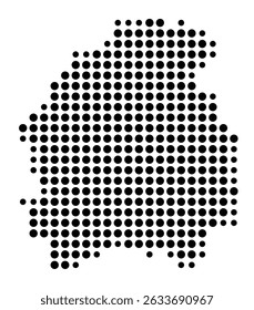 Symbol Map of the city Eggenfelden (Bayern, Germany) showing the city with a pattern of just a few black dots