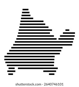 Symbol Map of the city Eggenstein-Leopoldshafen (Baden-Württemberg, Germany) showing the area of the city with just a few black horizontal lines
