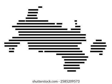 Symbol Map of the City Ehingen (Donau) (Germany) showing the city with just a few black horizontal lines