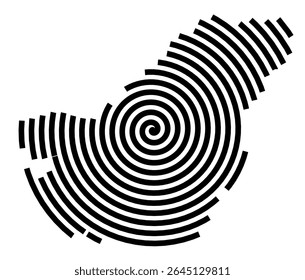 Symbol Map of the city Eichenau (Bayern, Germany) showing the city with a black spiral line