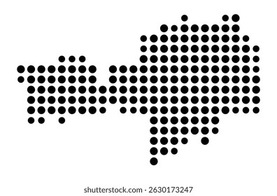 Mapa de símbolos da cidade Eilenburg (Sachsen, Alemanha) mostrando a cidade com um padrão de apenas alguns pontos pretos
