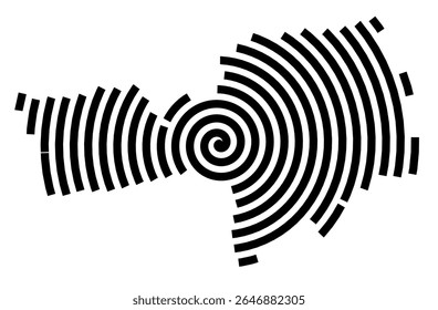 Symbol Map of the city Eilenburg (Sachsen, Germany) showing the city with a black spiral line