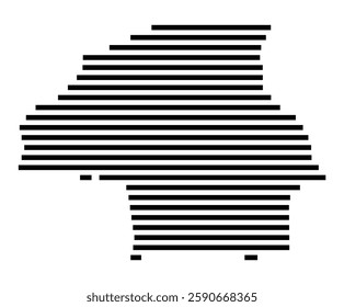 Symbol Map of the City Eindhoven (Netherlands) showing the city with a few black horizontal lines