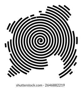 Mapa de símbolos da cidade Eisenberg (Turíngia, Alemanha) mostrando a cidade com uma linha espiral preta