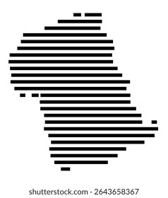 Mapa de símbolos da cidade Eitorf (Nordrhein-Westfalen, Alemanha) mostrando a área da cidade com apenas algumas linhas horizontais pretas