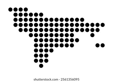 Symbol Map of the City Eivissa (Spain) showing the city with a pattern of just a few black dots