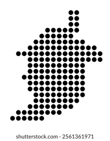 Symbol Map of the City Elk (Poland) showing the city with a pattern of just a few black dots