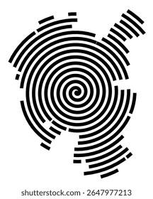 Symbol Map of the city Königslutter am Elm (Niedersachsen, Germany) showing the city with a black spiral line